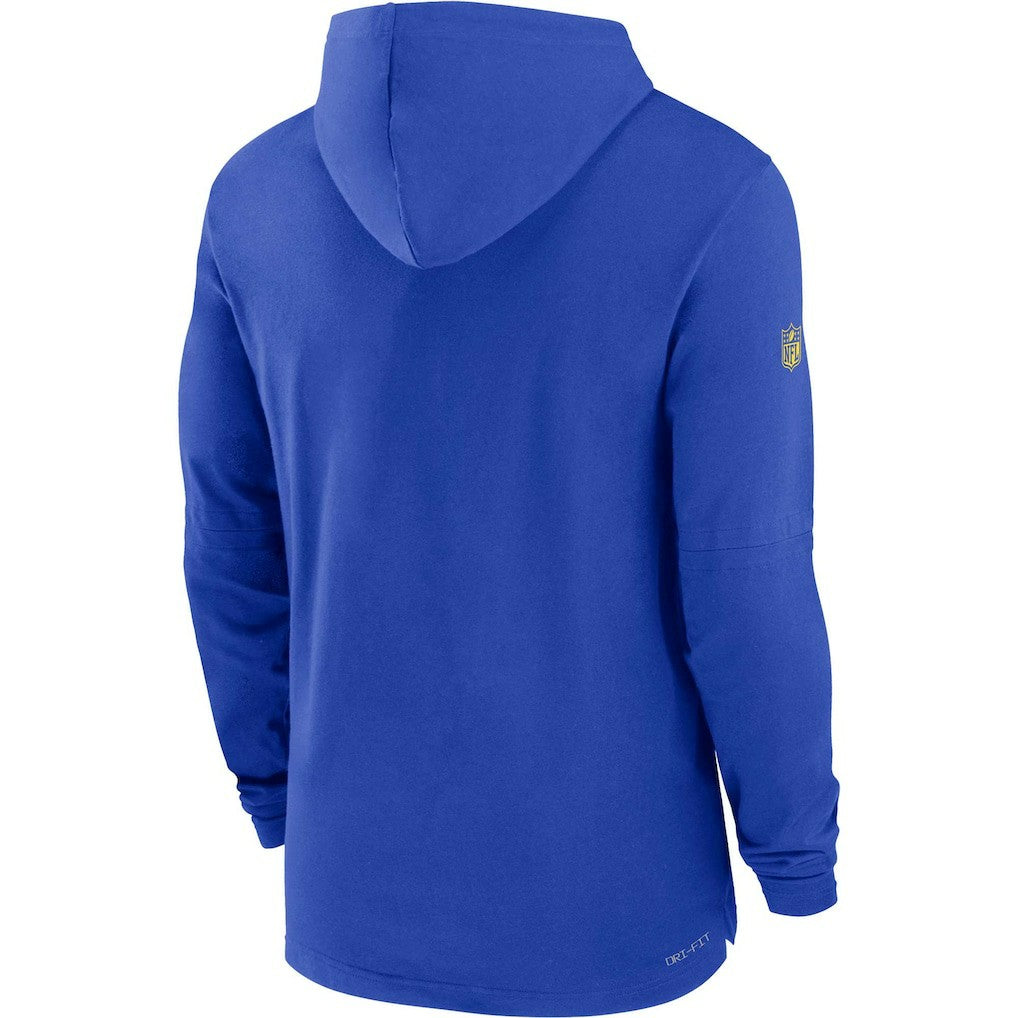 Los Angeles Rams Sideline Performance Long Sleeve Hoodie T-Shirt - Royal Hoodies