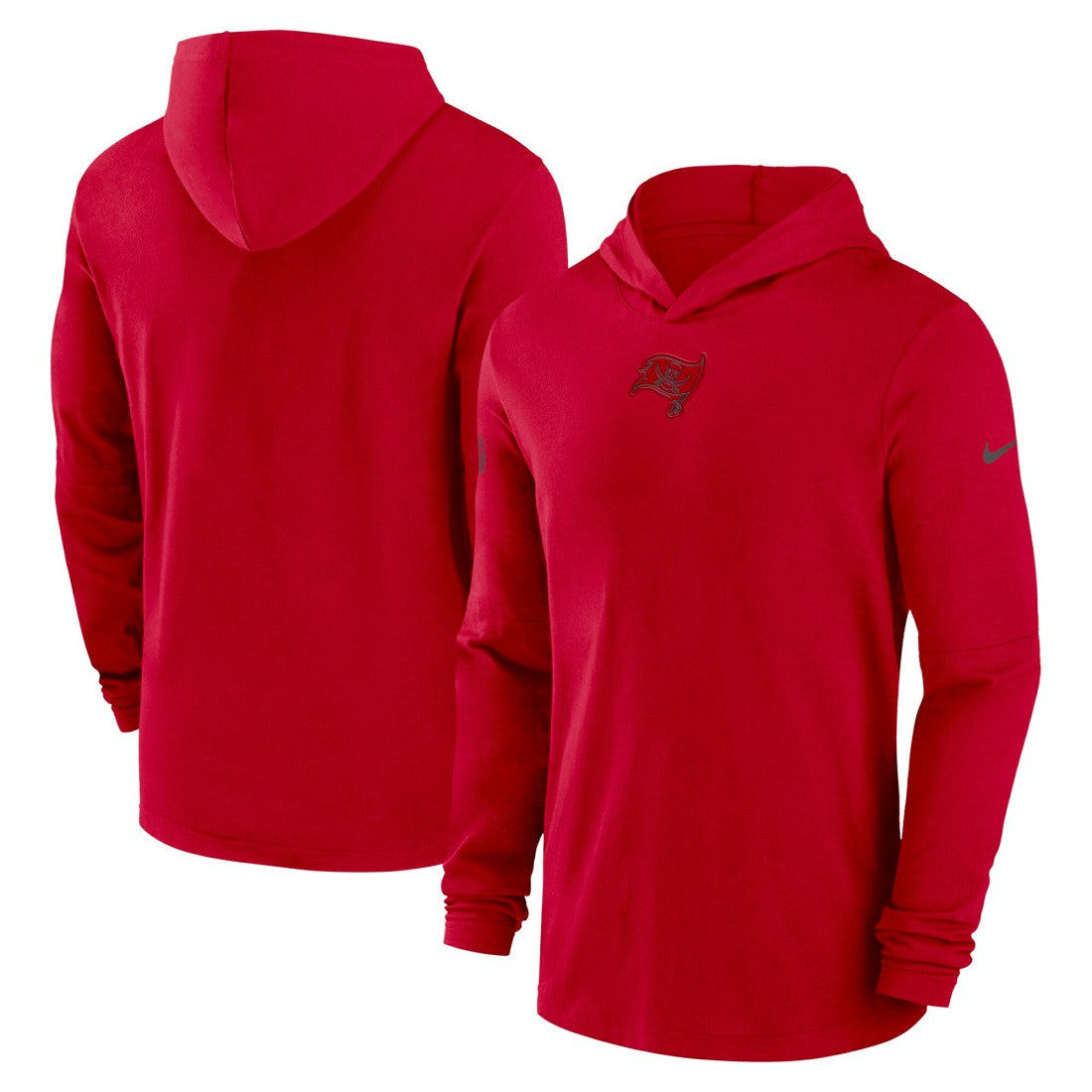 Tampa Bay Buccaneers Sideline Performance Long Sleeve Hoodie T-Shirt - Red Hoodies