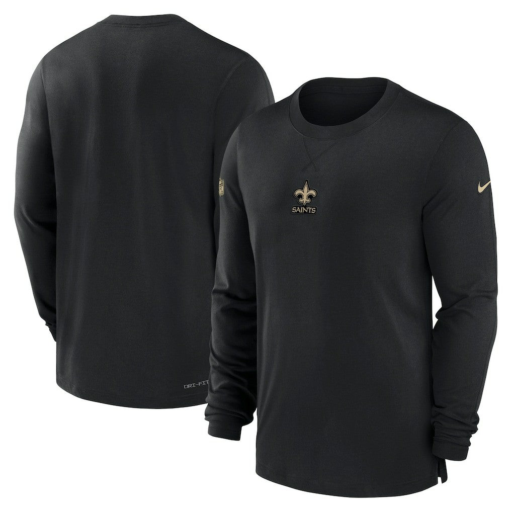 New Orleans Saints 2023 Sideline Performance Long Sleeve T-Shirt - Black T-shirts