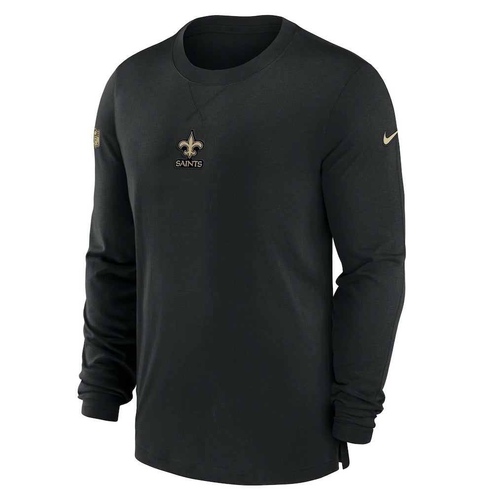 New Orleans Saints 2023 Sideline Performance Long Sleeve T-Shirt - Black T-shirts