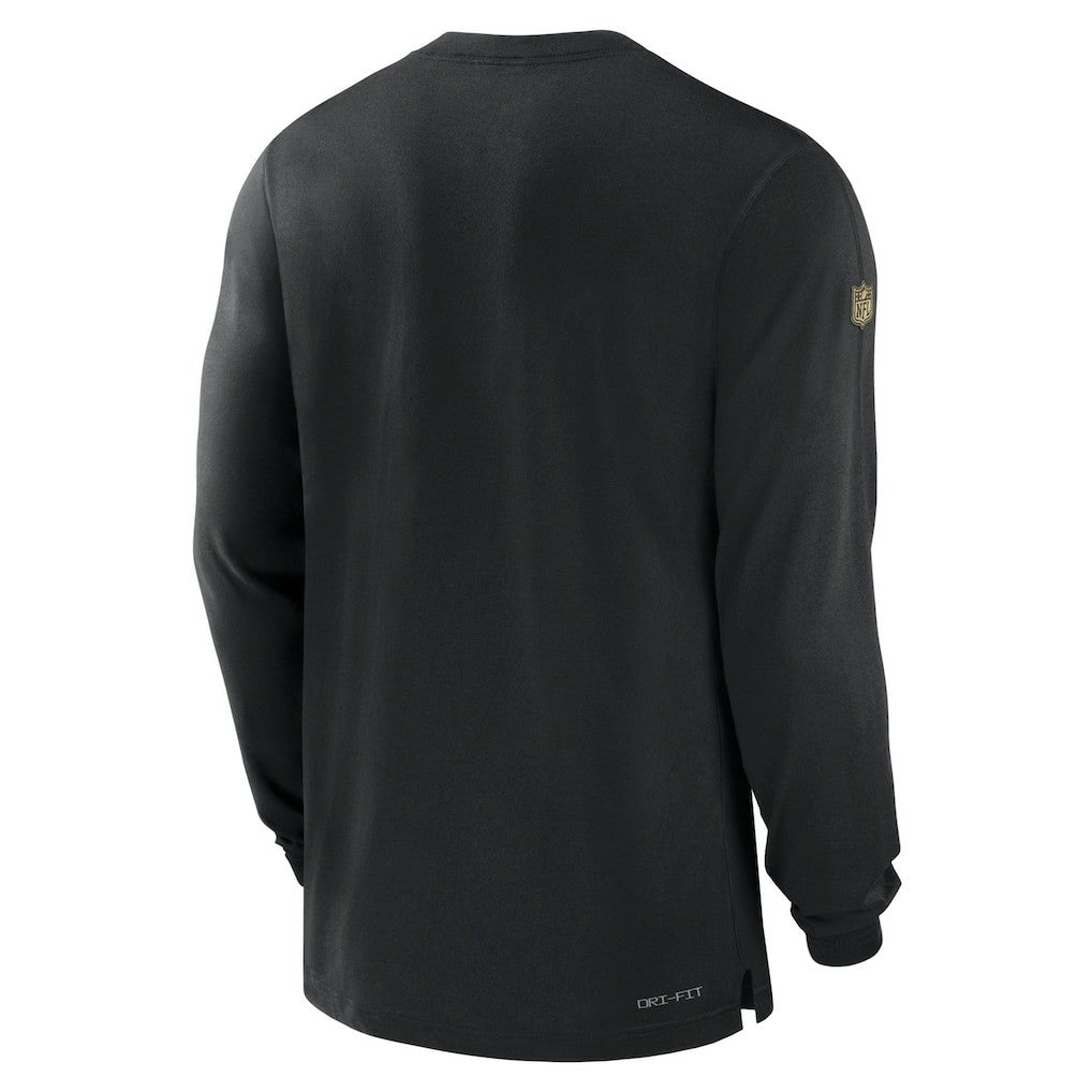 New Orleans Saints 2023 Sideline Performance Long Sleeve T-Shirt - Black T-shirts