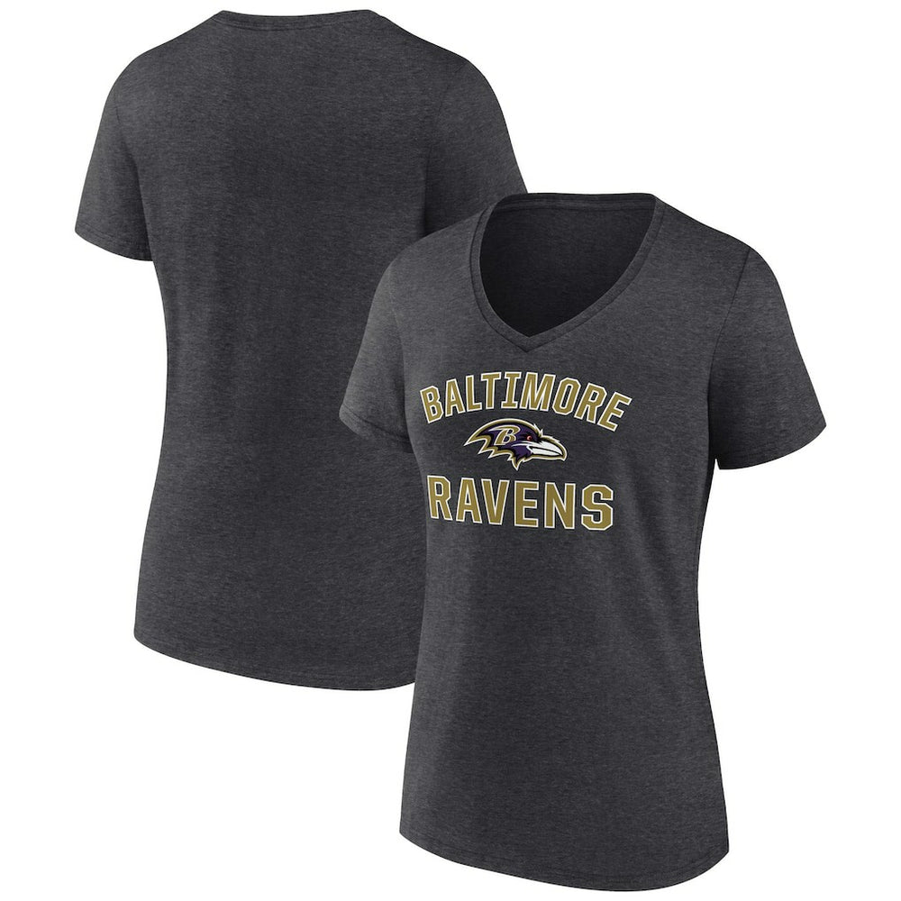 Baltimore Ravens Women's Victory Arch Team V-Neck T-Shirt - Charcoal T-shirts
