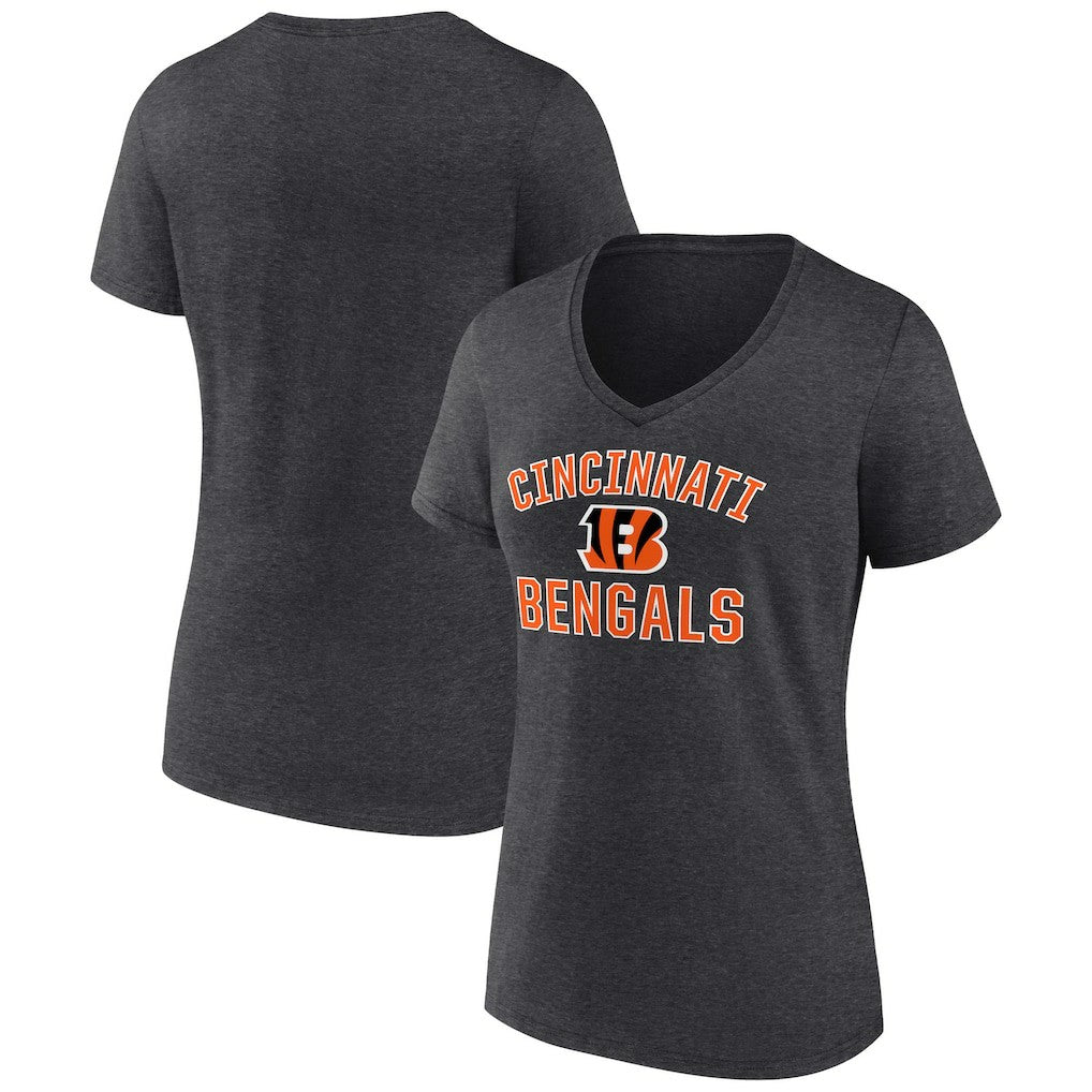 Cincinnati Bengals Women's Victory Arch Team V-Neck T-Shirt - Charcoal T-shirts