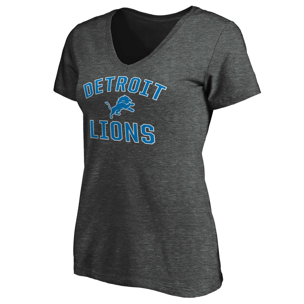 Detroit Lions Women's Victory Arch Team V-Neck T-Shirt - Charcoal T-shirts