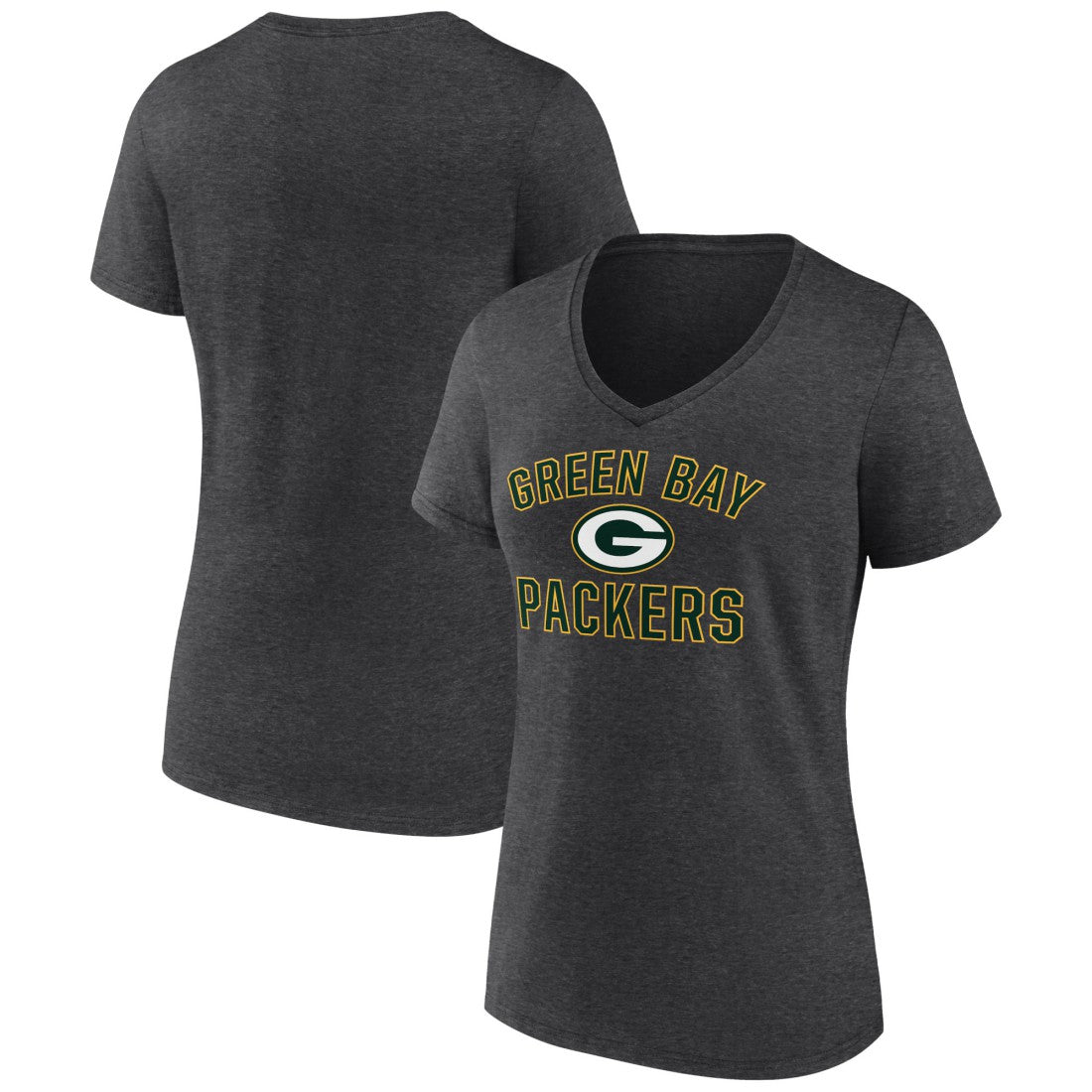 Green Bay Packers Women's Victory Arch Team V-Neck T-Shirt - Charcoal T-shirts