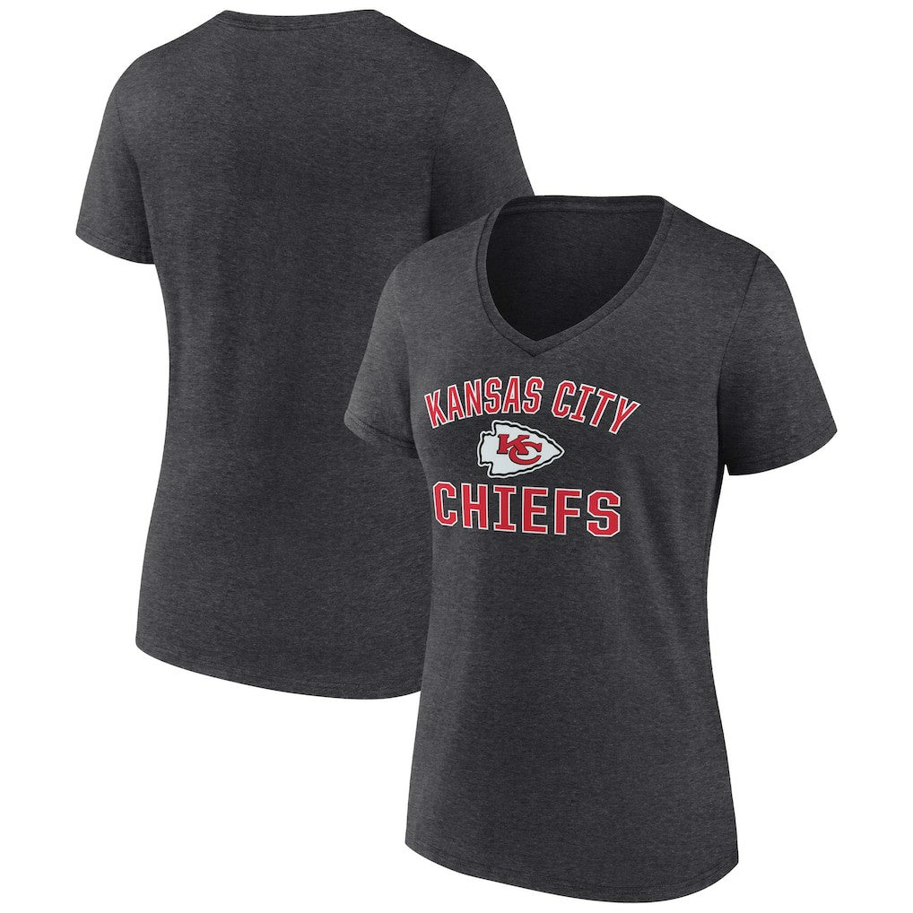 Kansas City Chiefs Women's Victory Arch Team V-Neck T-Shirt - Charcoal T-shirts