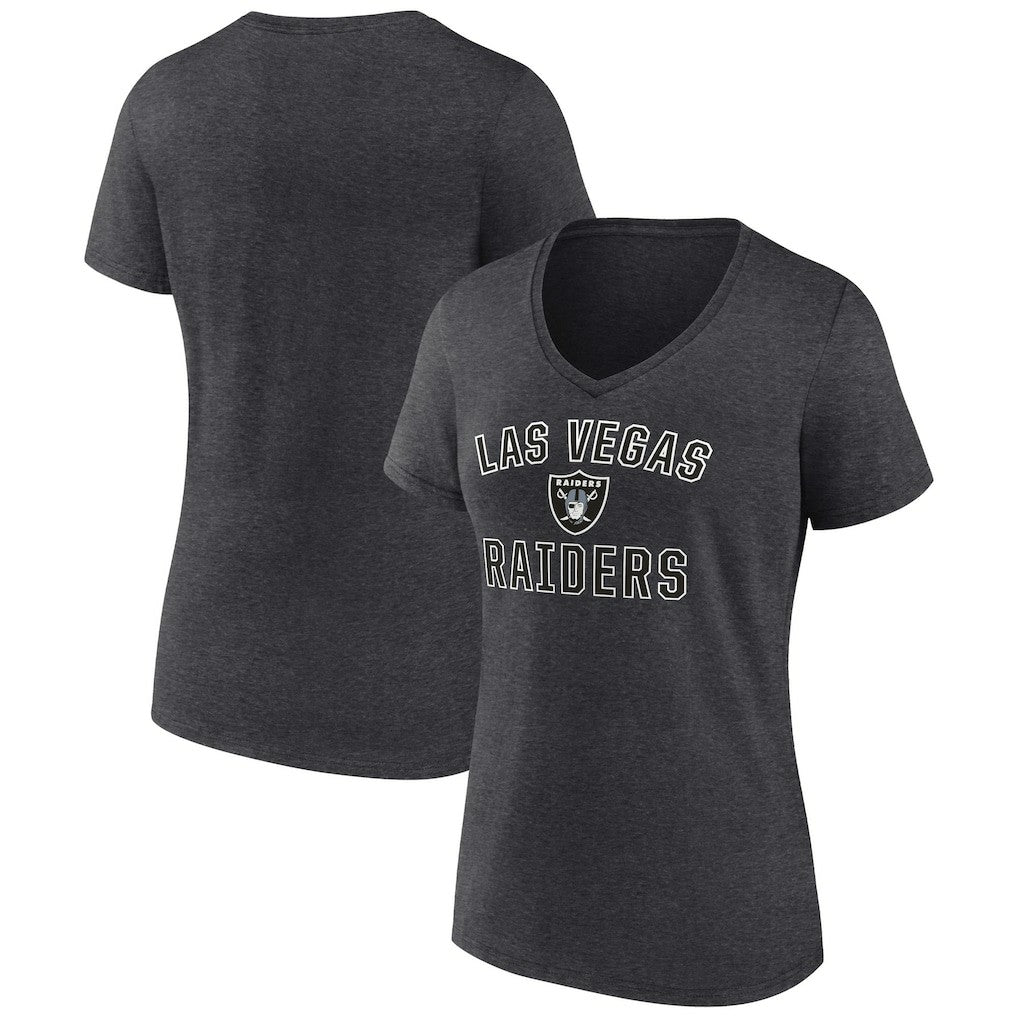 Las Vegas Raiders Women's Victory Arch Team V-Neck T-Shirt - Charcoal T-shirts