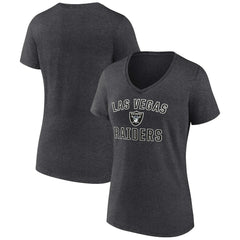 Las Vegas Raiders Women's Victory Arch Team V-Neck T-Shirt - Charcoal T-shirts