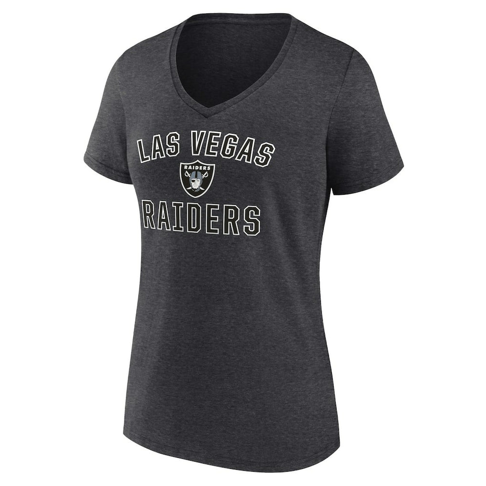 Las Vegas Raiders Women's Victory Arch Team V-Neck T-Shirt - Charcoal T-shirts