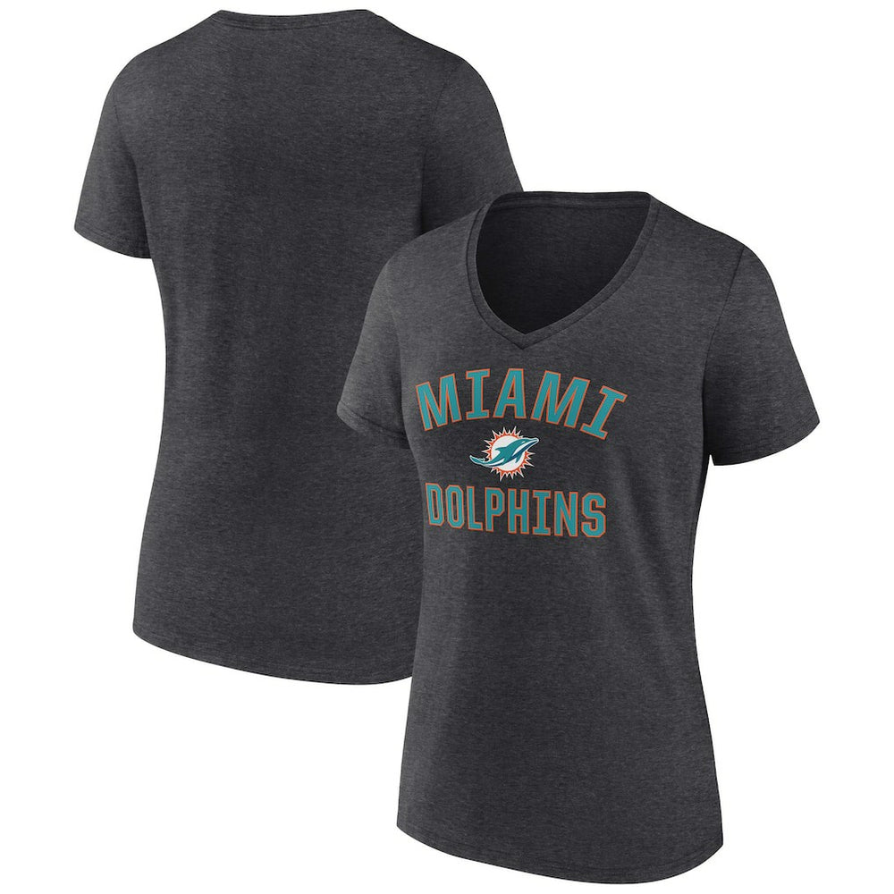 Miami Dolphins Women's Victory Arch Team V-Neck T-Shirt - Charcoal T-shirts