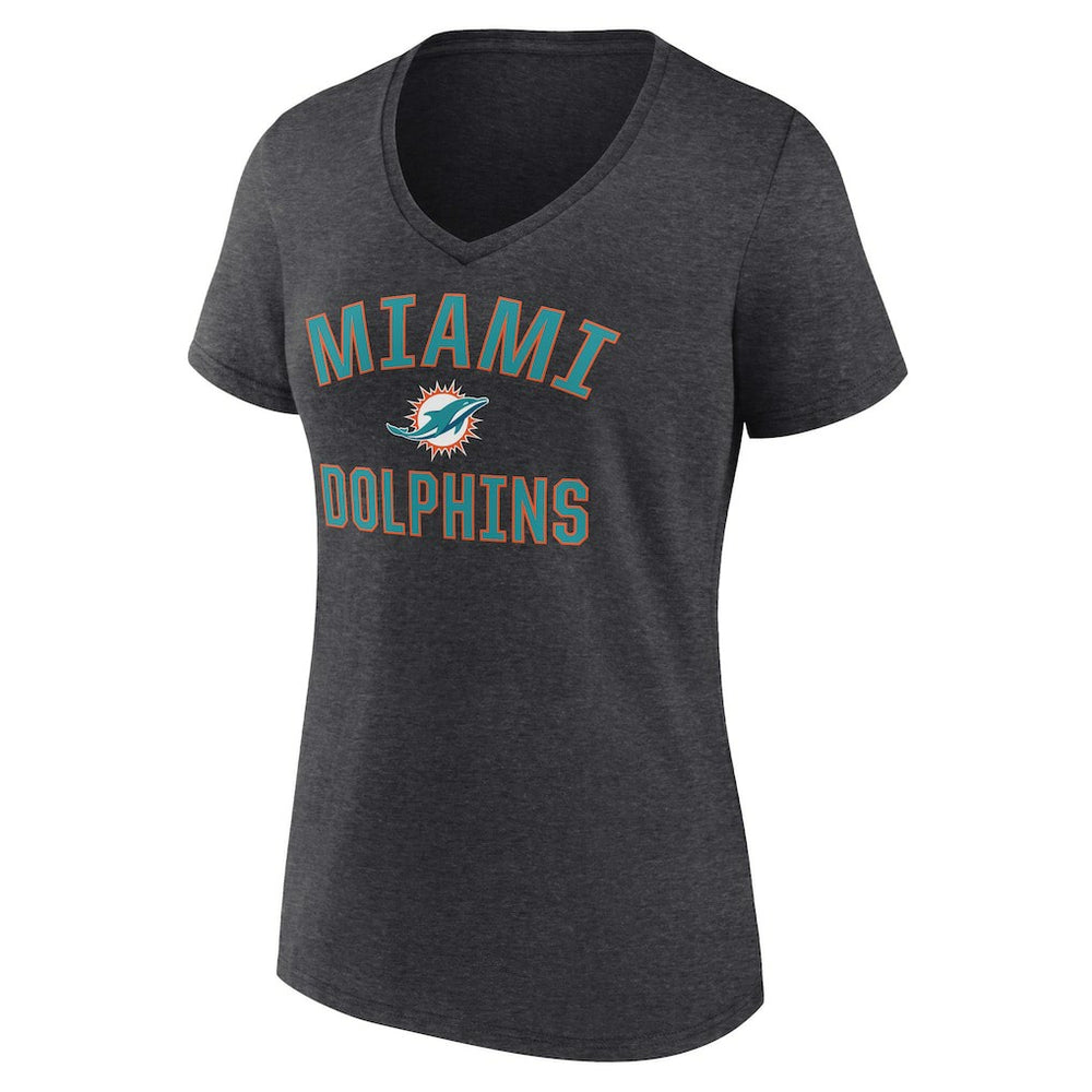 Miami Dolphins Women's Victory Arch Team V-Neck T-Shirt - Charcoal T-shirts