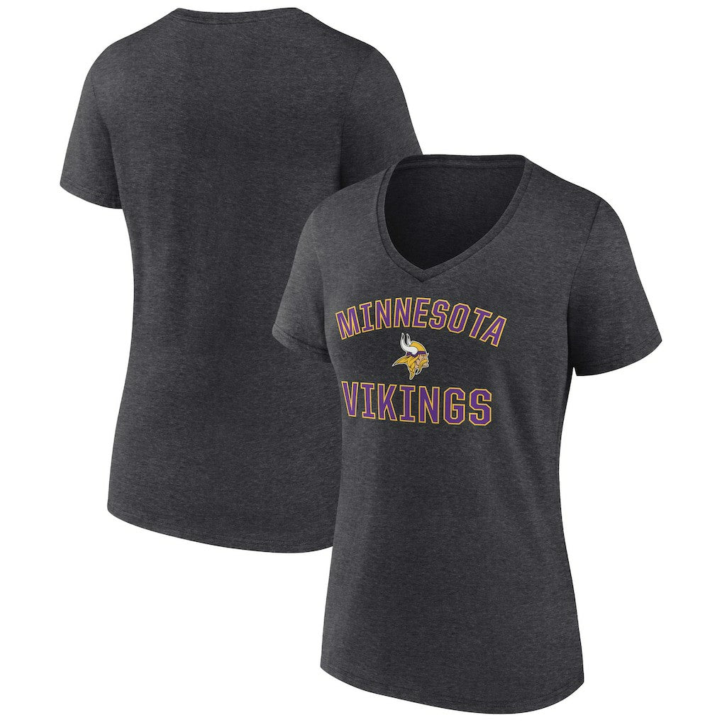 Minnesota Vikings Women's Victory Arch Team V-Neck T-Shirt - Charcoal T-shirts