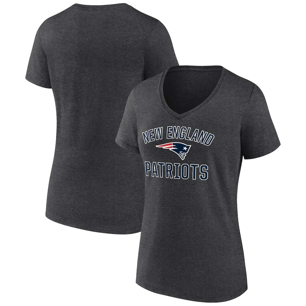 New England Patriots Women's Victory Arch Team V-Neck T-Shirt - Charcoal T-shirts