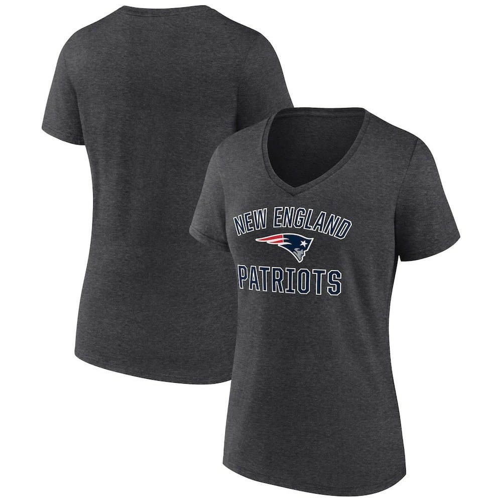 New England Patriots Women's Victory Arch Team V-Neck T-Shirt - Charcoal T-shirts