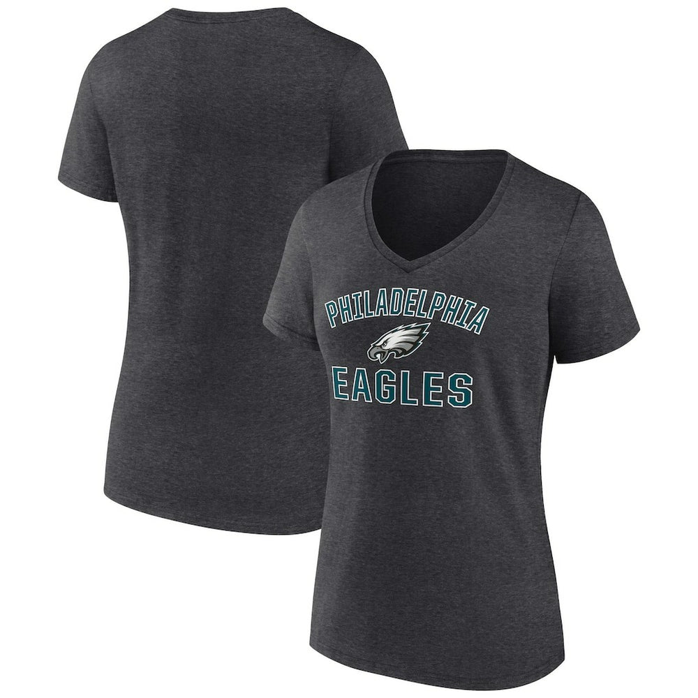Philadelphia Eagles Women's Victory Arch Team V-Neck T-Shirt - Charcoal T-shirts