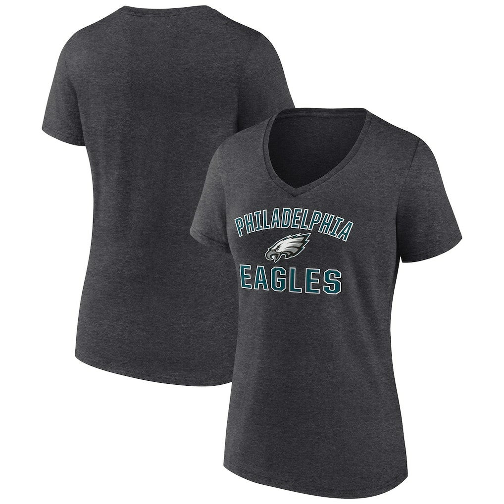 Philadelphia Eagles Women's Victory Arch Team V-Neck T-Shirt - Charcoal T-shirts