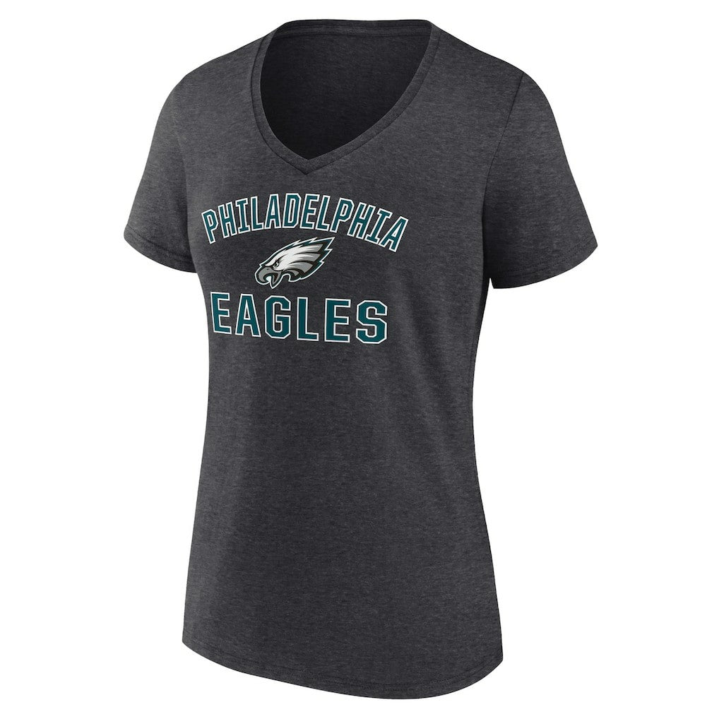 Philadelphia Eagles Women's Victory Arch Team V-Neck T-Shirt - Charcoal T-shirts