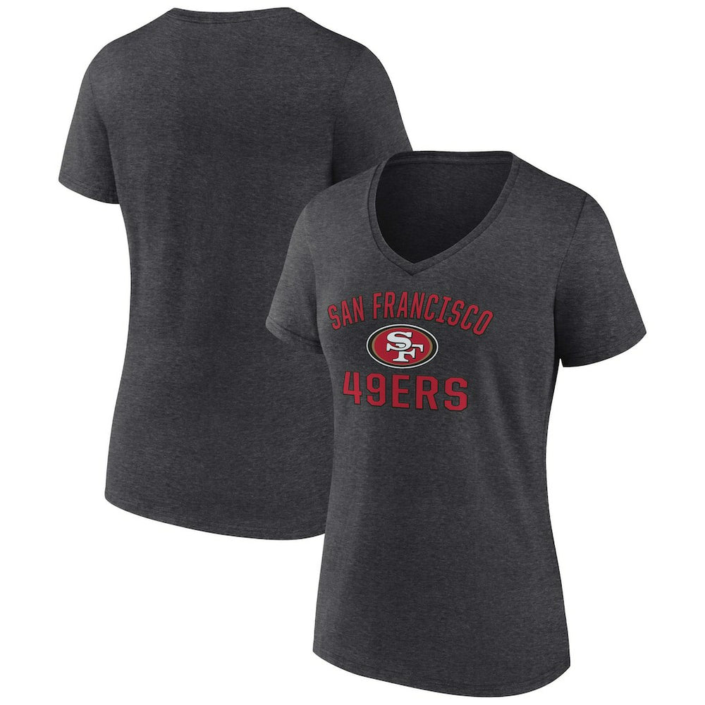 San Francisco 49ers Women's Victory Arch Team V-Neck T-Shirt - Charcoal T-shirts