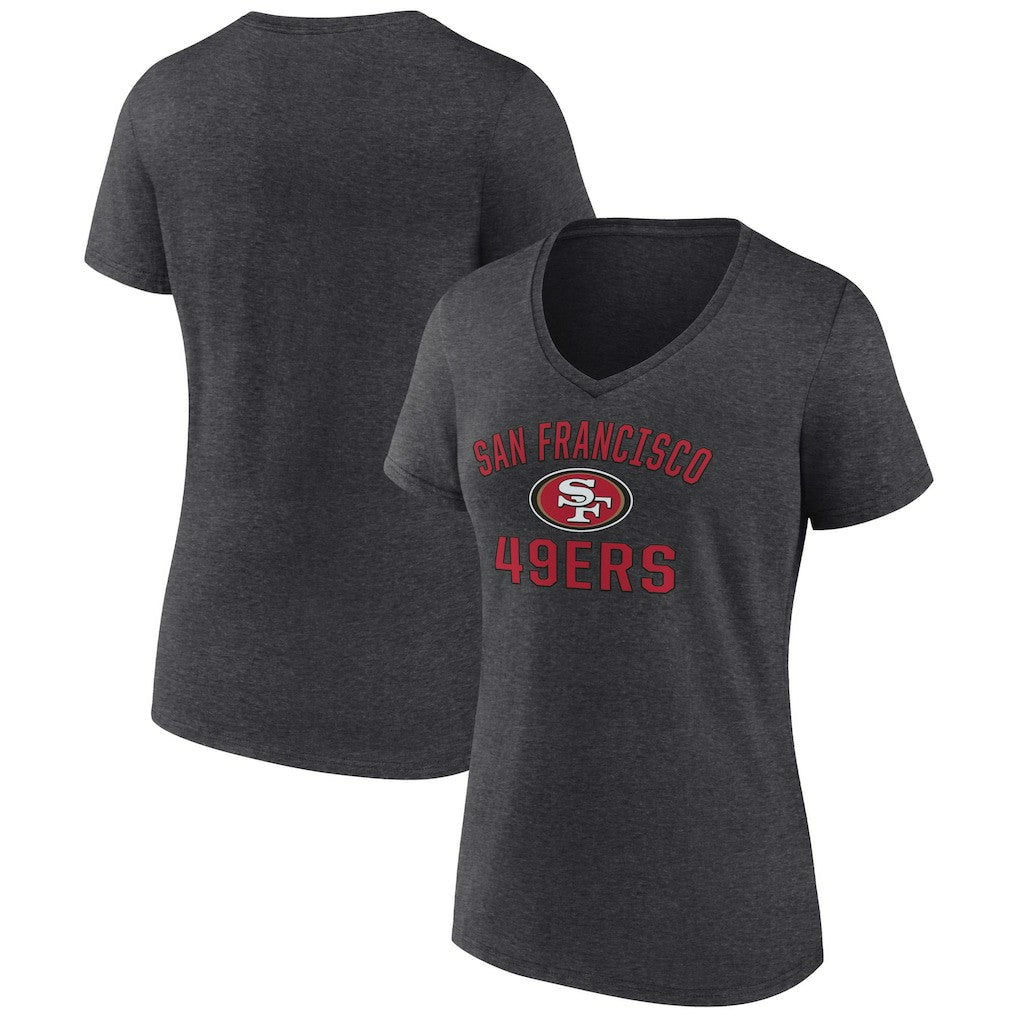 San Francisco 49ers Women's Victory Arch Team V-Neck T-Shirt - Charcoal T-shirts