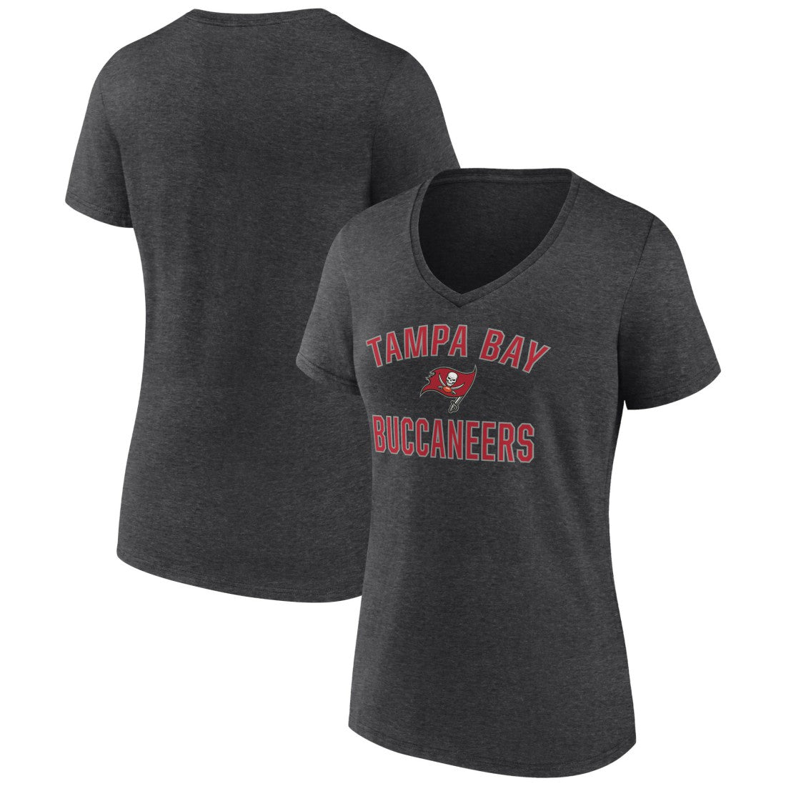 Tampa Bay Buccaneers Women's Victory Arch Team V-Neck T-Shirt - Charcoal T-shirts