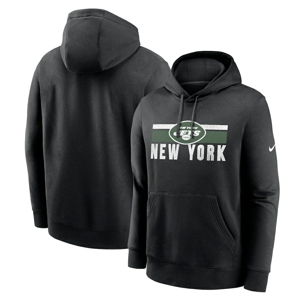 New York Jets Club Fleece Pullover Hoodie - Black Hoodies