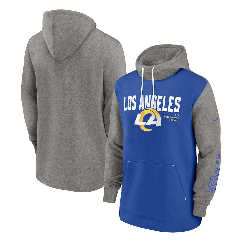 Los Angeles Rams Fashion Color Block Pullover Hoodie - Royal Hoodies