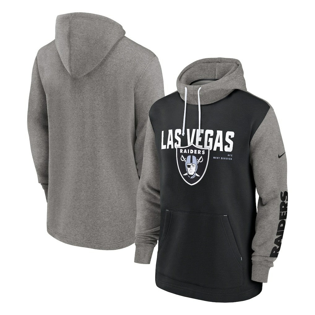Las Vegas Raiders Fashion Color Block Pullover Hoodie - Black Hoodies