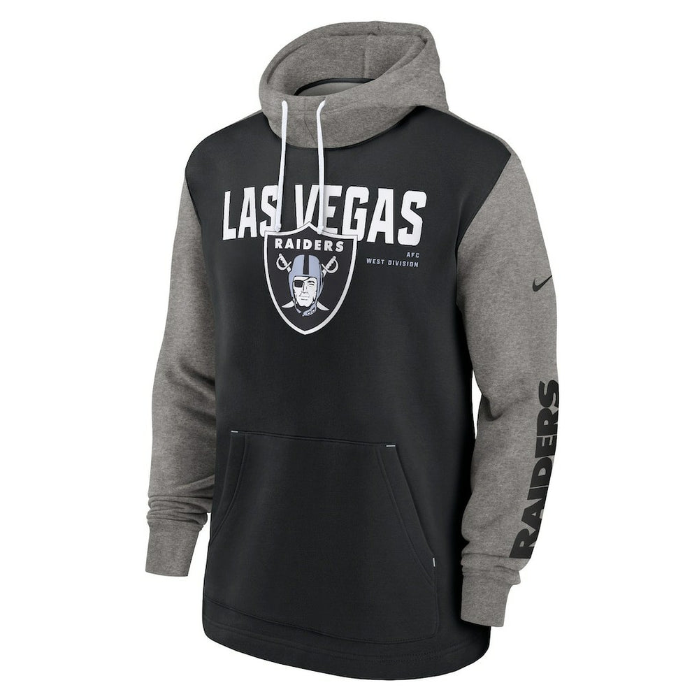 Las Vegas Raiders Fashion Color Block Pullover Hoodie - Black Hoodies