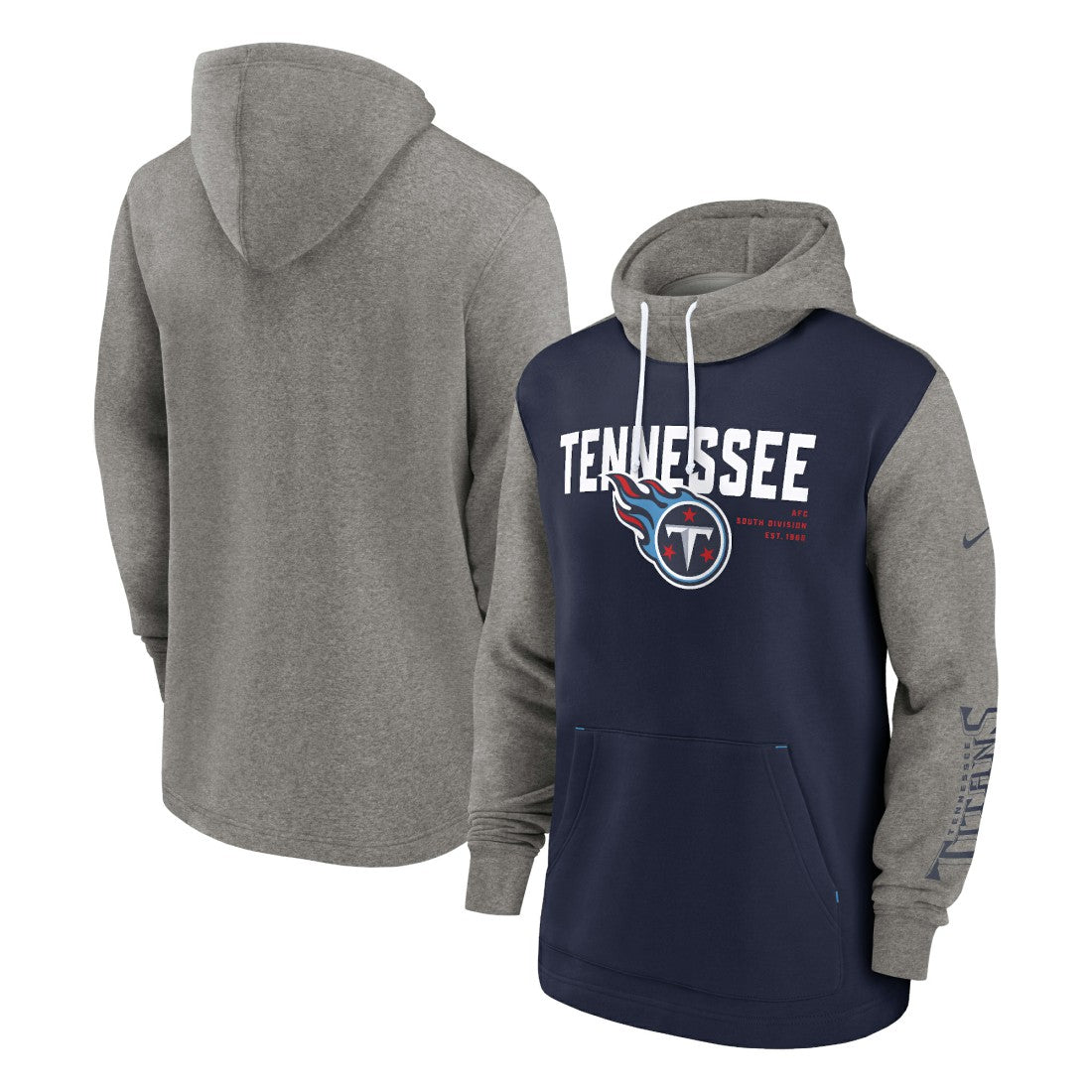 Tennessee Titans Fashion Color Block Pullover Hoodie - Navy Hoodies