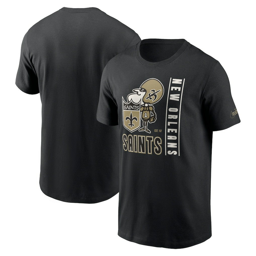 New Orleans Saints Lockup Essential T-Shirt - Black T-shirts