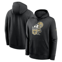 New Orleans Saints Rewind Club Pullover Hoodie - Black Hoodies