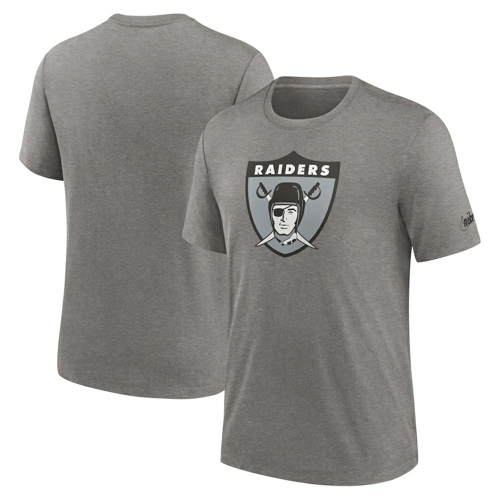 Las Vegas Raiders Rewind Logo Tri-Blend T-Shirt - Heather Charcoal T-shirts