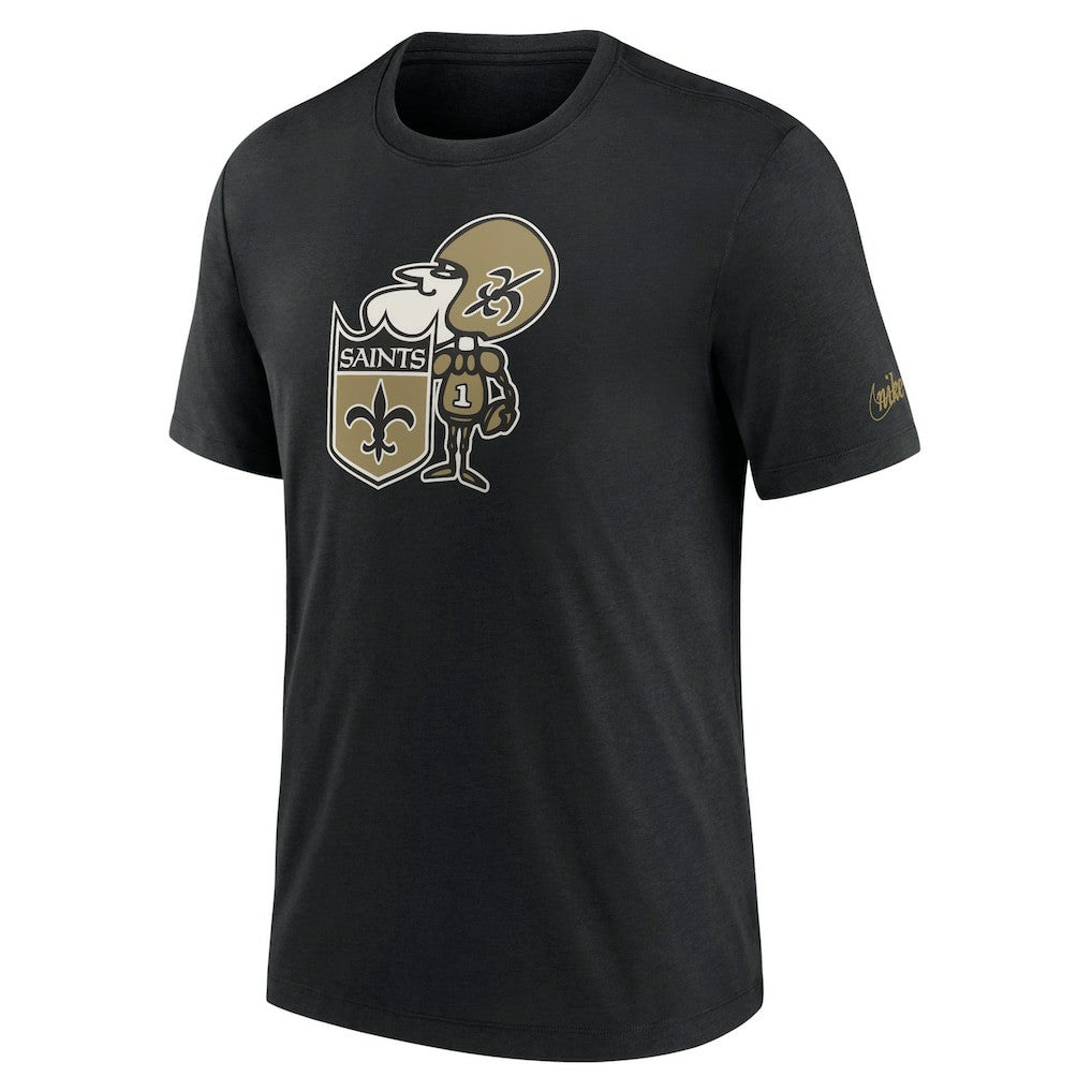 New Orleans Saints Rewind Logo Tri-Blend T-Shirt - Black T-shirts