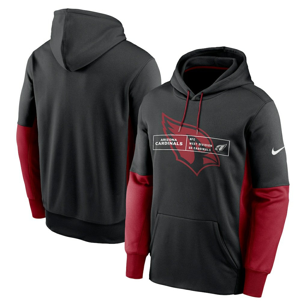 Arizona Cardinals Color Block Fleece Performance Pullover Hoodie - Black Hoodies