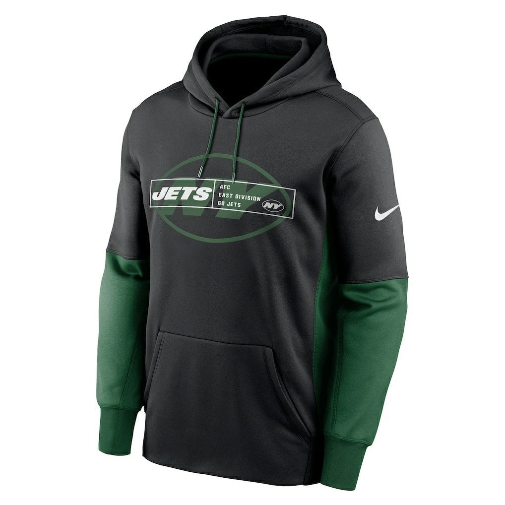 New York Jets Color Block Fleece Performance Pullover Hoodie - Black Hoodies