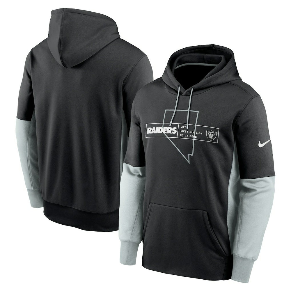 Las Vegas Raiders Color Block Fleece Performance Pullover Hoodie - Black Hoodies