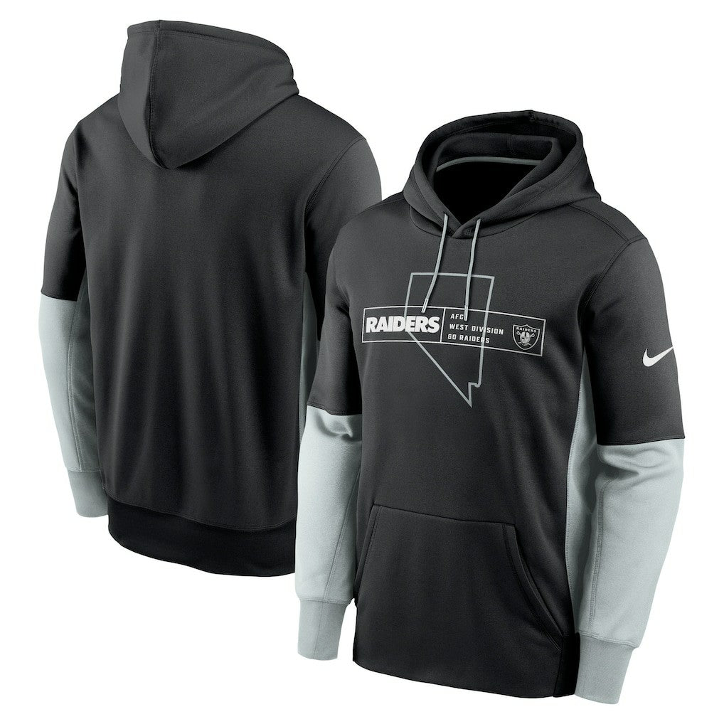 Las Vegas Raiders Color Block Fleece Performance Pullover Hoodie - Black Hoodies