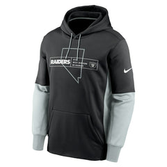 Las Vegas Raiders Color Block Fleece Performance Pullover Hoodie - Black Hoodies