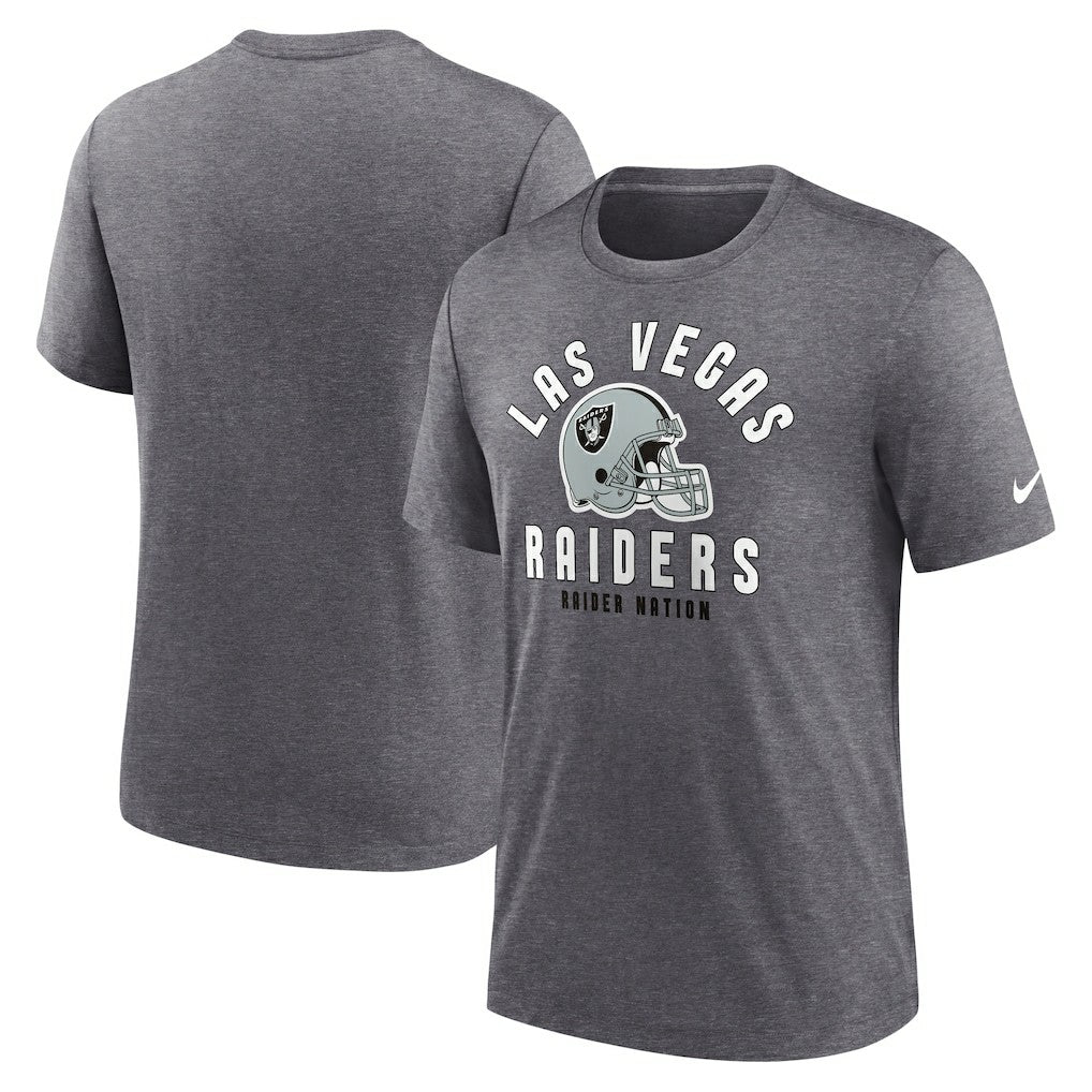 Las Vegas Raiders Helmet Tri-Blend T-Shirt - Heather Charcoal T-shirts