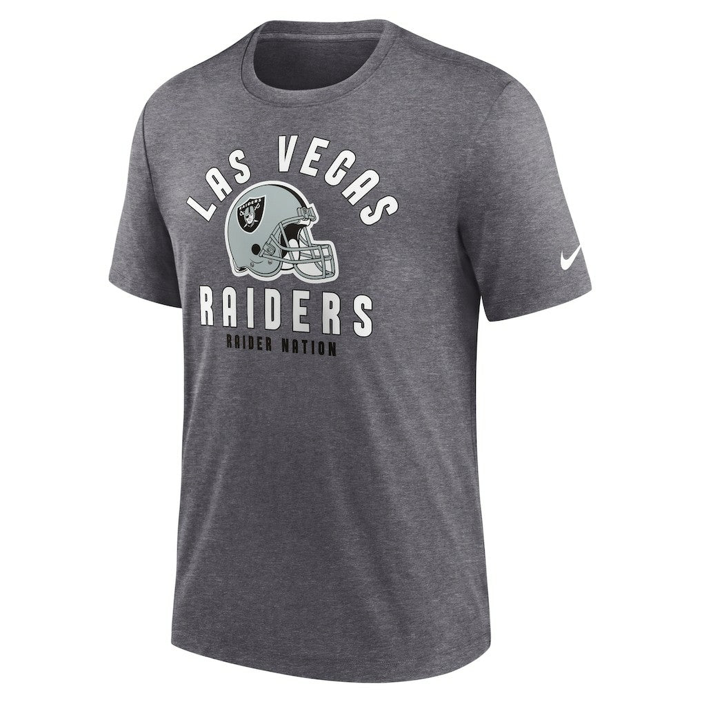 Las Vegas Raiders Helmet Tri-Blend T-Shirt - Heather Charcoal T-shirts