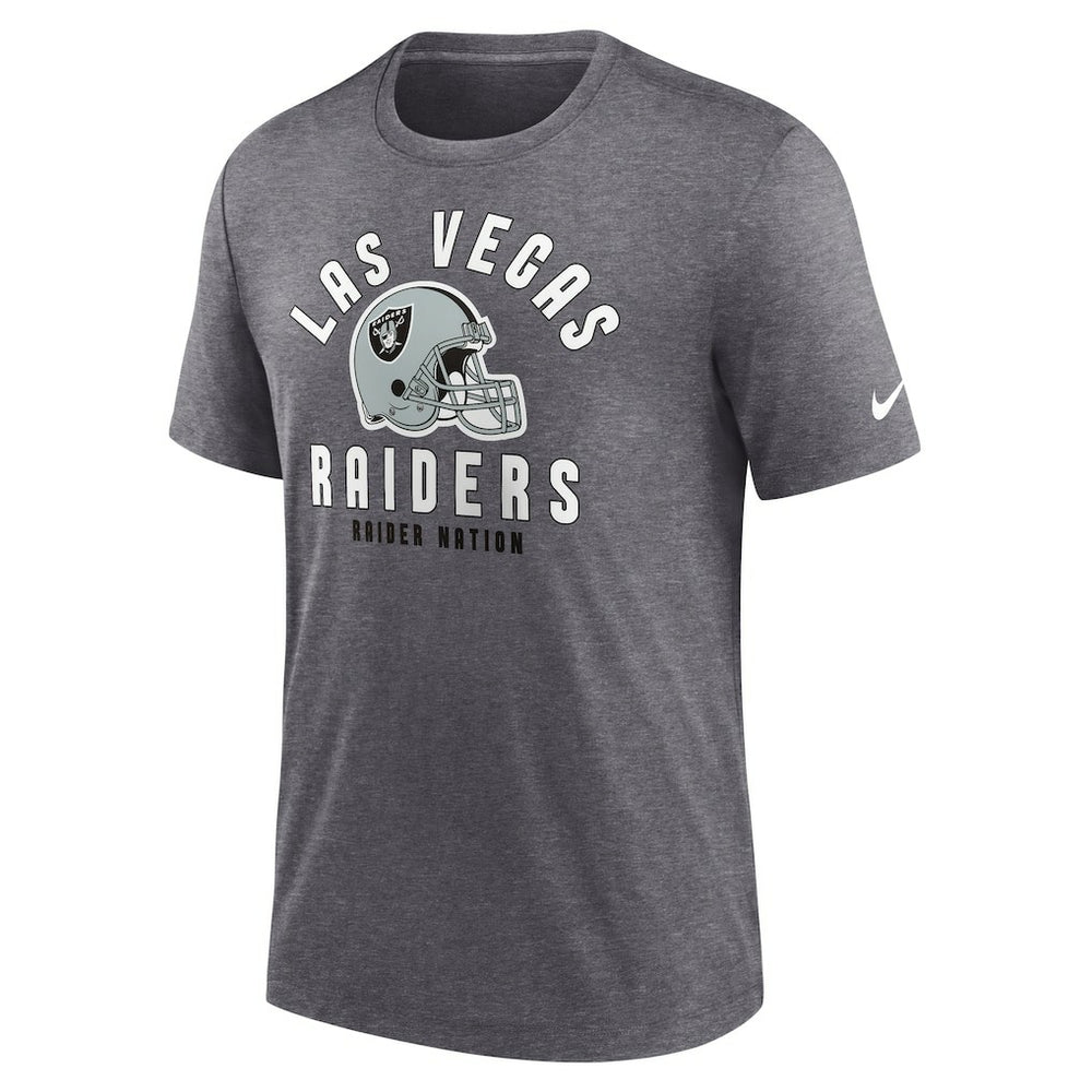 Las Vegas Raiders Helmet Tri-Blend T-Shirt - Heather Charcoal T-shirts