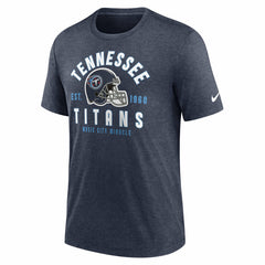 Tennessee Titans Helmet Tri-Blend T-Shirt - Heather Navy T-shirts