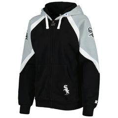 Chicago White Sox Starter Women's Hail Mary Full-Zip Hoodie - Black/Silver Hoodies