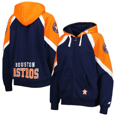 Houston Astros Starter Women's Hail Mary Full-Zip Hoodie - Navy/Orange Hoodies