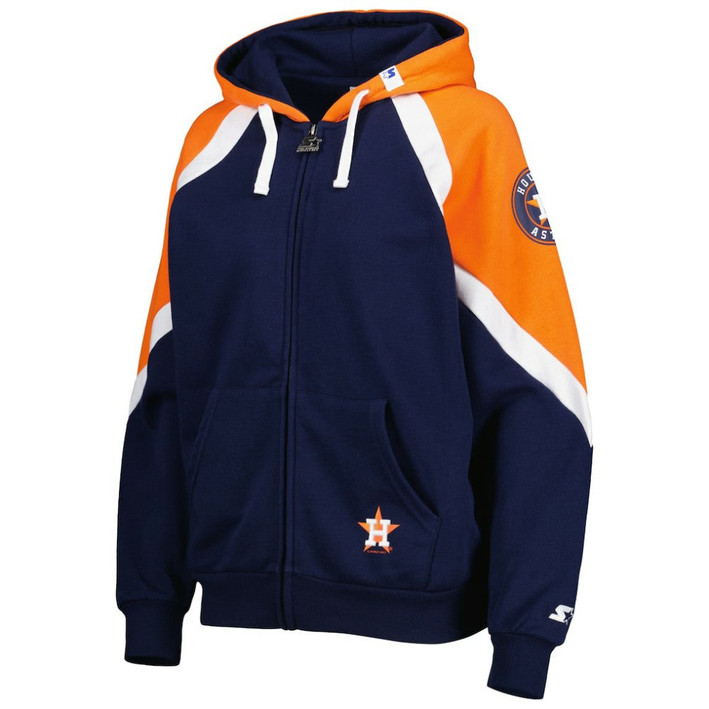 Houston Astros Starter Women's Hail Mary Full-Zip Hoodie - Navy/Orange Hoodies