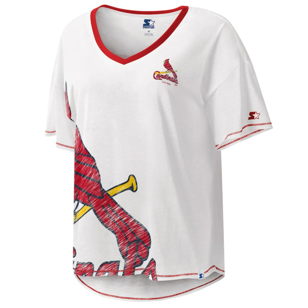St. Louis Cardinals Starter Women's Perfect Game V-Neck T-Shirt - White T-shirts