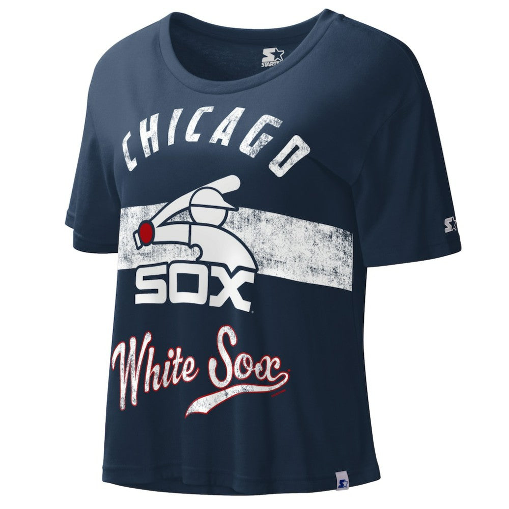 Chicago White Sox Starter Cooperstown Collection Women's Record Setter Crop Top - Navy Tops