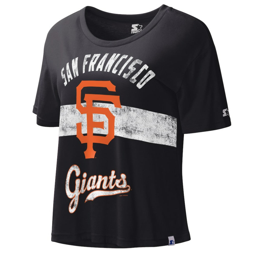 San Francisco Giants Starter  Women's Record Setter Crop Top - Black Tops