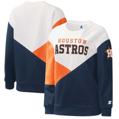 Houston Astros Starter Women's Shutout Pullover Sweatshirt - White/Navy Pullover