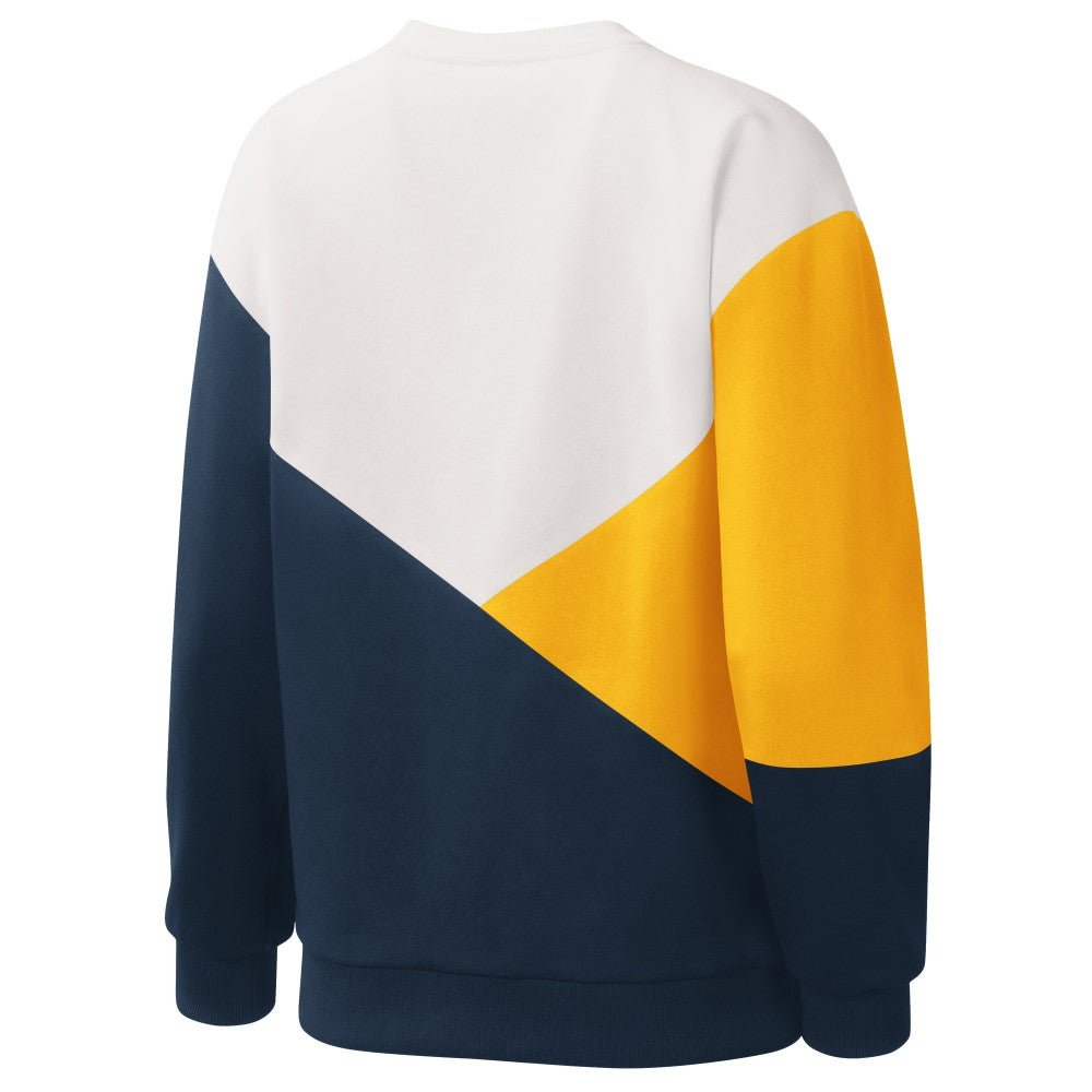 Milwaukee Brewers Starter Women's Shutout Pullover Sweatshirt - White/Navy Pullover